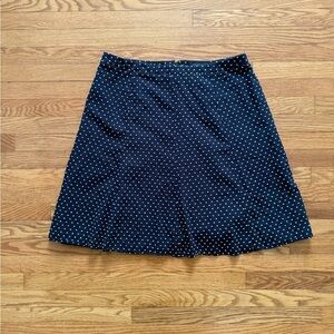 Ann Taylor Navy and White Polka Dot A-Line Skirt